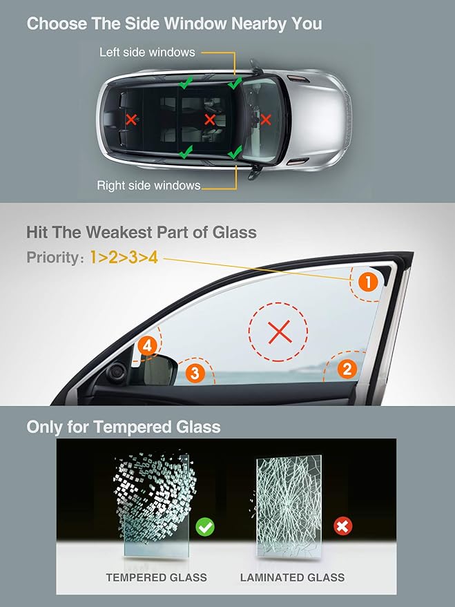 Luxtude Car Window Breaker, Glass Breaker, Window Breaker Seatbelt Cutter, Auto Car Escape Tool, 2-in-1 Emergency Glass Hamme