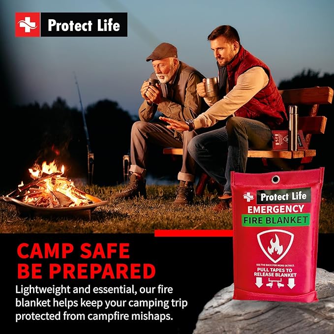 Protect Life Saving Emergency Fire Blankets 1 Pack - 40"x40", Fiberglass Fire Blanket for Home & Kitchen - Fire Suppression o