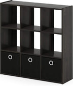Furinno Simplistic 9-Cube Organizer with Bins, Small Size (Assembled unit dimensions : 7.9"D x 26.5"W x 26.7"H inches), Espre