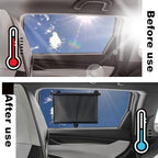 Vrasly 2 Pack Roller Car Side Window Sun Shade, Retractable Car Window Shade for UV and Sun Glare Protection (18"x20")