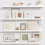 Fun Memories Picture Ledge Shelf - 30 Inches Floating Shelves Set of 4 - Floating Shelves with Lip for Storage - Wood Bookshe