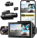 WOLFBOX i07 3 Channel Dash Cam Built-in WiFi GPS, 4K Dash Camera Front and Inside, 1440P+1080P+1080P Triple Car Camera with 3