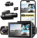 WOLFBOX i07 3 Channel Dash Cam Built-in WiFi GPS, 4K Dash Camera Front and Inside, 1440P+1080P+1080P Triple Car Camera with 3