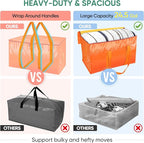 BALEINE 2-Pack Oversized Moving Bags with Reinforced Handles, Heavy-Duty Storage Tote for Clothes, Moving Supplies (Orange, 2