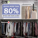 Upgrade 9 Layers Pants Hangers Space Saving, 2 Pack Non Slip Stainless Steel Multifunctional Pants Rack Closet Pant Hanger Or