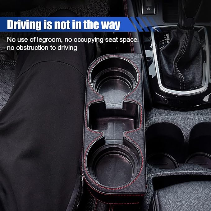 Car Cup Holder, Auto Front Seat Organizer, Multifunctional Cup Drink Holders with PU Leather Cover, Gap Filler Storage Box Coin Bucket Console Side Pocket Cell Mobile Phone Holder (Black)