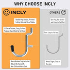 INCLY 176PCS Extra Thick Pegboard Hooks, 1/4" Heavy Duty Metal Peg Board Hooks Assortment with Peg Locks Pegboard Accessories