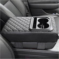 Car Center Console Armrest Pillow, 14"×8.3" Memory Foam Auto Armrest Box Cover with Cup Holder & Phone Holder, Waterproof Leather Arm Rest Protector Cushion, Car Accessories (Diamond Pattern)