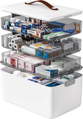 funest 4- Tier Medicine Storage Box Organizer Portable First Aid kit Box Empty with Handle, Multipurpose Medical Supply Organ