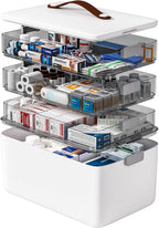 funest 4- Tier Medicine Storage Box Organizer Portable First Aid kit Box Empty with Handle, Multipurpose Medical Supply Organ