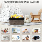3-Pack Shelf Baskets for Organizing, Closet Organizer Bins, Small Woven Baskets, Rope Toy Basket, Storage Basket for Shelves,