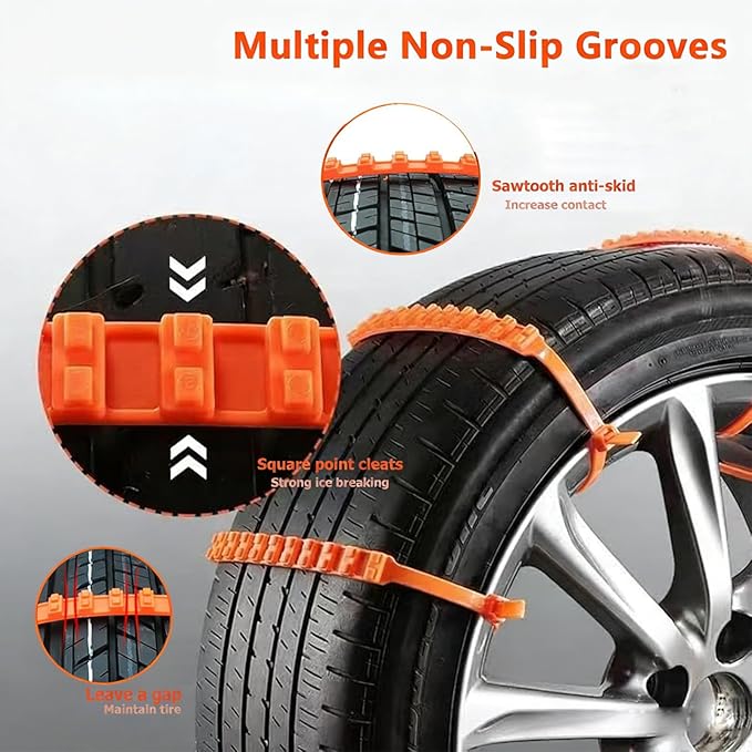 10PCS Universal Anti-Skid Snow Tire Chains,2026 Upgraded Portable Emergency Non-Slip Plastic Cable Ties, Winter Car Truck SUV