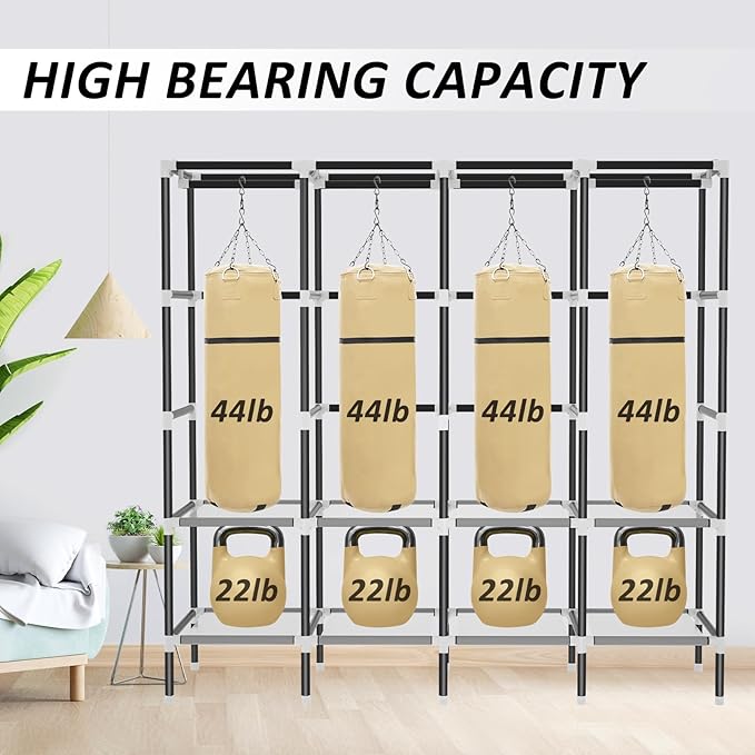 LOKEME Wardrobe Closet,Portable Closet for Bedroom Steel Pipe Diameter 19mm Strong and Sturdy Off White Portable Closets for 