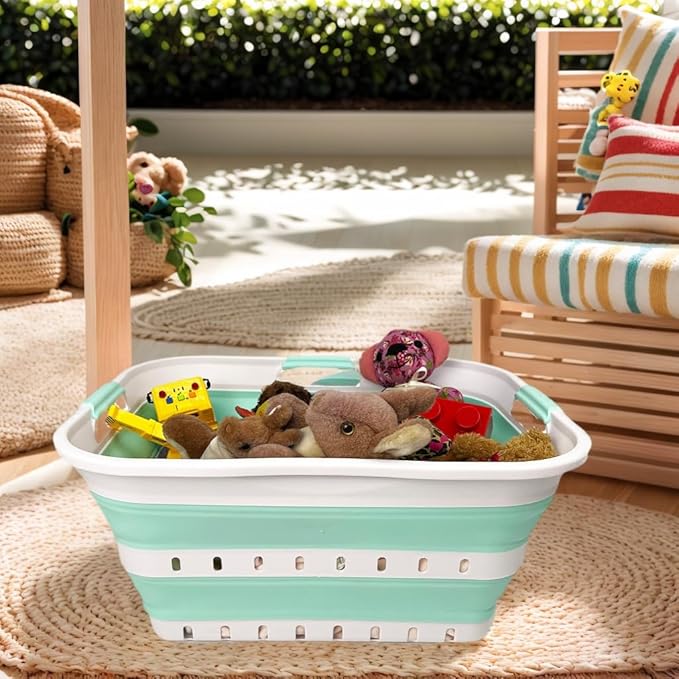 SAMMART 42L (11 gallon) Collapsible Plastic Laundry Basket - Foldable Pop Up Storage Container/Organizer - Space Saving Hampe