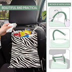 Cute Car Trash Can, Hanging Canvas Car Back Seat Organizer and Storage Bag, Funny Car Trash Bag For Travelling, Outdoor Cute Black White Zebra