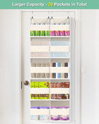 UVIAHOMI Heavy Duty Over The Door Organizer 5 Tiers, Extra Large Behind Door Storage of 10 Big Front & 10 Mesh Pockets, 80lb 