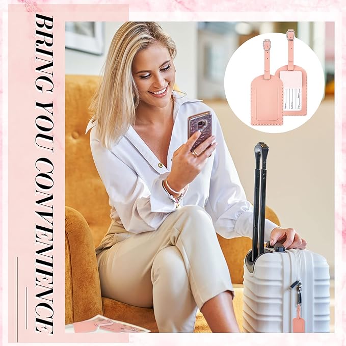 Dunzy 30 Pieces Leather Luggage Tag Women Identifiers Travel Suitcase Tags for Luggage Travel Backpack Bag Wedding Favors Wom