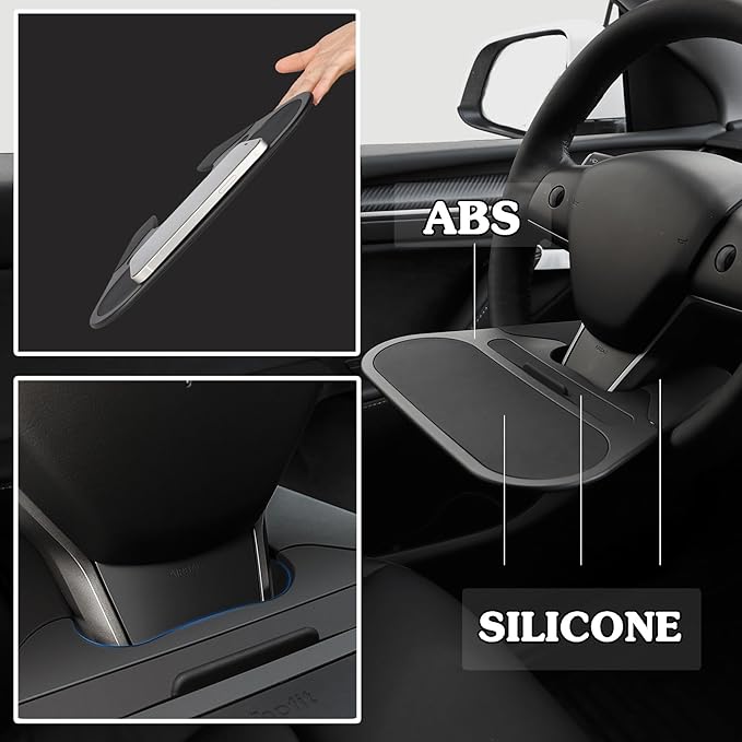 Steering Wheel Tray for Tesla Model Y Model 3 Cybertruck Accessories ABS Mini Food Table Desk for Phone Cosmetics