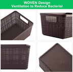 6 Pack Plastic Storage Baskets With Lids,Brown Breathable Stackable Storage Bins,Small Storage Containers,for Organizing Stor