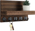 Lwenki Key Holder for Wall, Decorative Key and Mail Holder with Shelf Has Large Key Hooks for Bags, Coats – Paulownia Wood Ke