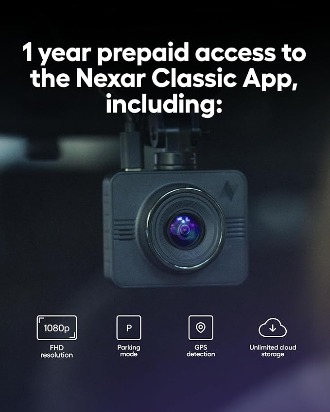 Nexar Beam GPS Dash Cam - Dash Camera for Cars with 32GB SD Card Included Unlimited Cloud Storage 24H Parking Mode Dash Cam f