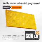 Metal Peg Board Panels for Workbench, Shop, Shed Modular Peg Board Organizer Board Kit, pegboard Wall Organizer(4 Pack, Yello