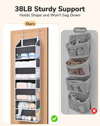 ULG 1 Pack Small Over Door Organizer with 4 Large Pockets 8 Mesh Side Pockets, Hanging Storage Organizer with Clear Window Ki