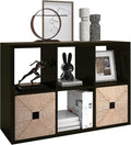CTESNE【2026 Wooden Thick Frame 6 Cube Storage Organizer Shelf with Anti-Tipping Kits + Reversible Open Back Bookcase, Horizon