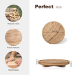 Round Decorative Tray Wood Bathroom Counter Organizer Farmhouse Kitchen Decor Wooden Riser for Soap Dish, Perfume, Candle, Sp