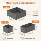 Lifewit 16 Pack Drawer Organizer, Dresser Underwear Drawer Organizer Bins, Foldable Fabric Closet Organizers, Storage Drawer 