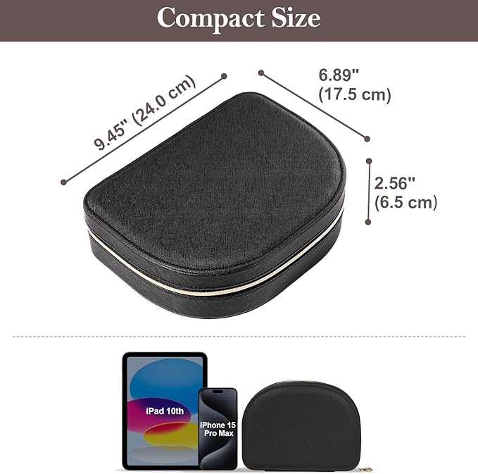 ProCase Travel Size Jewelry Box, Large Portable Seashell-Shaped Jewelry Case, 2 Layer Jewelry Organizer in PU Leather for Wom