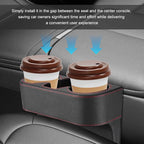 Car Seat Gap Filler Organizer, Multifunctional Auto Console Side Storage Box with Cup Holder, Universal PU Leather Cup Holder Front Seat Crevice Filler for Car Truck SUV (Black)