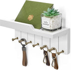 Rebee Vision Decorative Key Holder Wall Mount - Key and Mail Holder for Wall with 7 Hooks and Shelf Organizer for Room Decor 