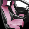 Elantrip 2PCS Front Car Seat Covers Pink Leather Auto for Women Airbag Compatible Diamond Pattern PU Seat Cover Universal Fit