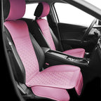 Elantrip 2PCS Front Car Seat Covers Pink Leather Auto for Women Airbag Compatible Diamond Pattern PU Seat Cover Universal Fit