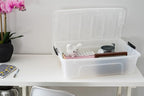 IRIS USA 27 Qt Stackable Plastic Storage Bins with Lids, 6 Pack - BPA-Free, Made in USA - Discreet Organizing Solution, Latch