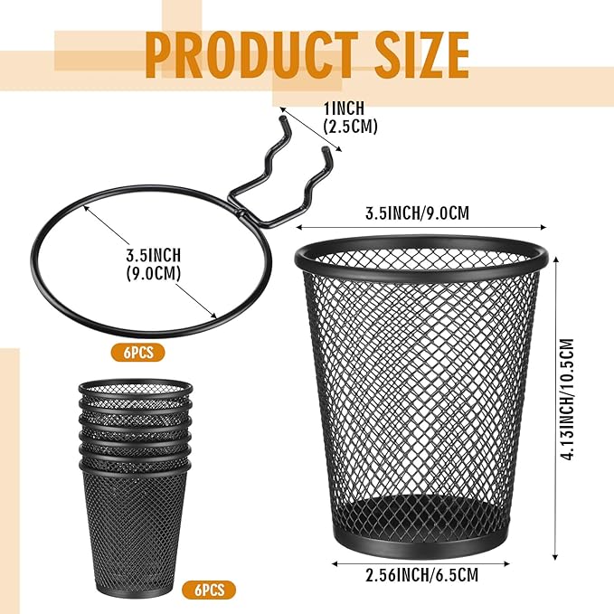 Spakon 6 Sets Pegboard Cups with Ring Hook, Peg Board Baskets Bin Holder Organizer Accessories Pegboard Pencil Cup Multipurpo