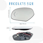 Right Passenger Side Replacement Mirror Glass compatible with 2009-2014 Cadillac Escalade,GMC,2009-2014 Chevrolet Suburban,2009-2014 GMC Yukon, Blind Spot Detection, w/o Auto Dimming