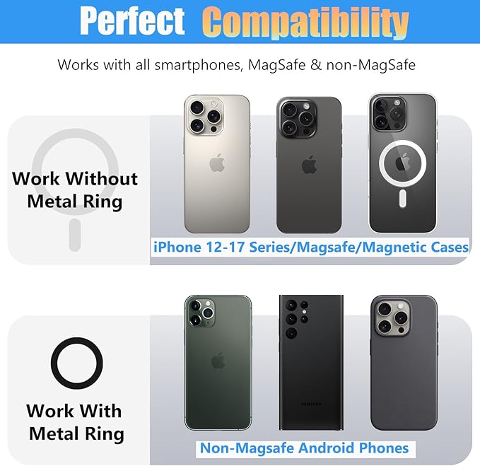 Magnetic Phone Holder for Gym:【Strong Magnets】 Gym Golf Accessories Essentials for Men/Women, Dual Magnetic Phone Mount with Alloy Base Stand for Magsafe iPhone 12-17 Series ＆ Android