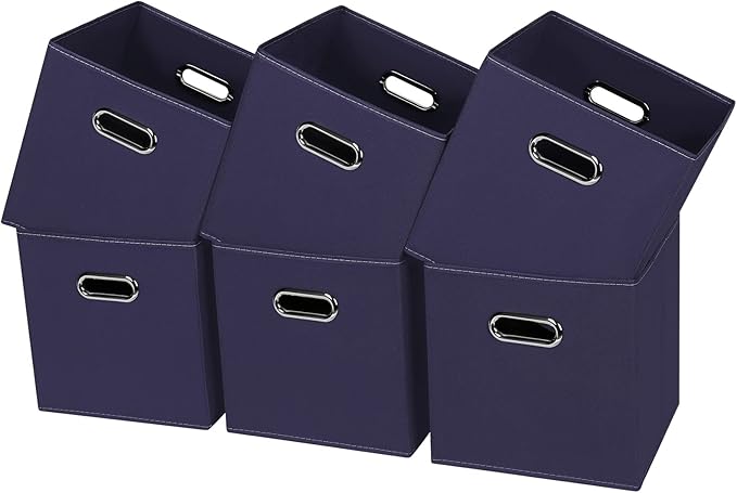 Black Fabric Cubby Storage Bins,13x13x13 Inches ,Cube Organizer Bin Foldable Storage Boxes with Dual Handles Fabric Organizer
