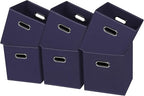 Black Fabric Cubby Storage Bins,13x13x13 Inches ,Cube Organizer Bin Foldable Storage Boxes with Dual Handles Fabric Organizer