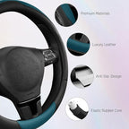 Road Comforts Steering Wheel Cover, Breathable Anti-Slip Leather Steering Wheel Cover, Universal Fit 14.5–15 Inch, Comfortabl
