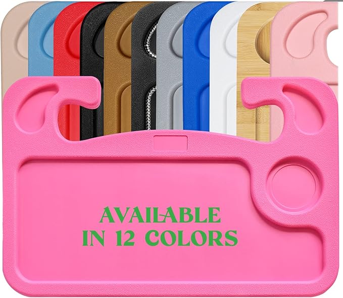 lebogner Steering Wheel Tray, Car Tray for Eating, Hook On Steering Wheel Desk for Food, Laptop and Car Accessories, Car Road Trip Must Haves Gadgets Car Table (Dark Pink)