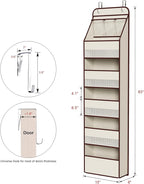 Univivi 6-Shelf Over Door Hanging Organizer Fabric Baby Door Storage with 5 Large Pockets and 3 Small PVC Pockets Wall Mount 