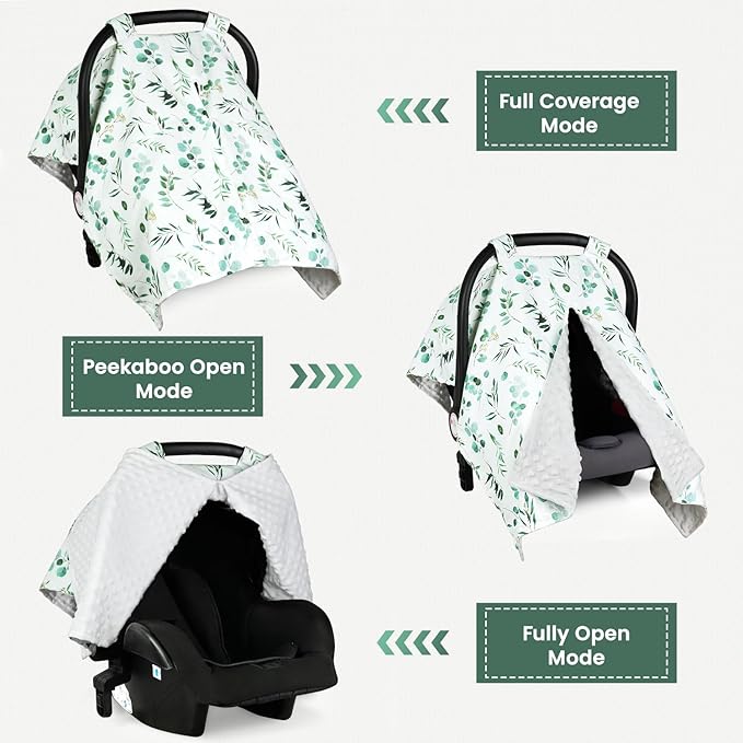 Rquite Car Seat Cover Baby, Carseat Covers Baby Girl, Winter Infant Car Seat Cover, Warm Minky Car Seat Canopy, Baby Carrier 