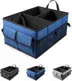 UYYE Auto Collapsible Trunk Organizer, 3 Large Compartments and 6 Pockets Durable for Cargo Storage, Easy to Storage Tools With