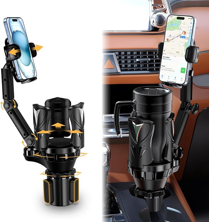 Phone Holders for Your Car, Adjustable Car Cup Holder Expander with Rubber Grip, Secure Hold, Multi-Scenario Use for Drivers,