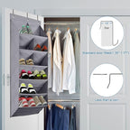 FENTEC 2 Pack Over the Door Shoe Organizer, Hanging Shoe Organizer, 6-Tier Large Deep Pockets Door Shoe Rack with 3 Hooks Sho