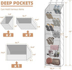 STORAGE MANIAC Over the Door Shoe Organizer with Curtain Dustproof Heavy-Duty Large Deep Pocket Hanging Shoe Organizer for Cl