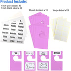 10 Pack White Clothing Rack Size Dividers Plus 45 Labels (1 Inch) and 18 Large Blank Labels, Large Rectangular Clothing Close